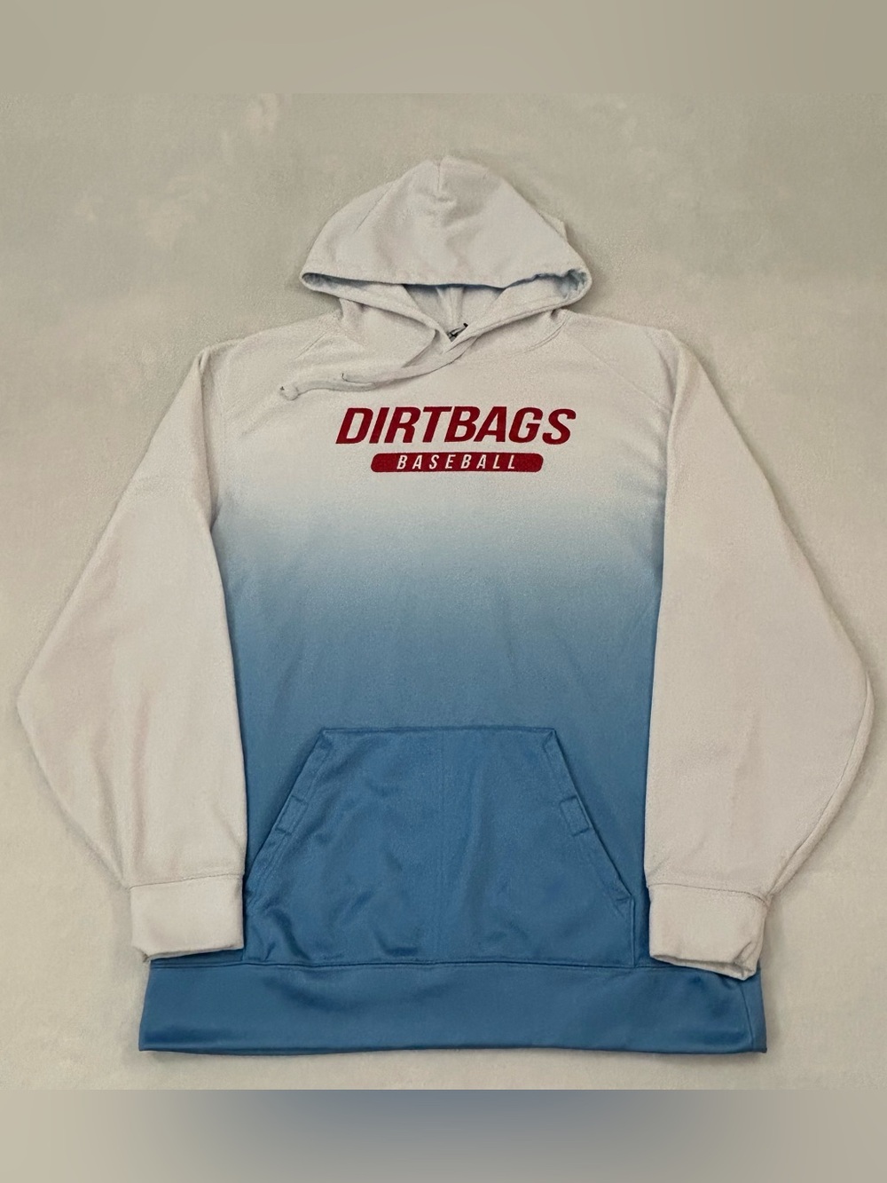 Badger Sport Dirtbags Baseball Graphic Logo White & Blue Hoodie Sweatshirt Men M